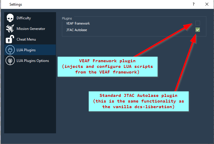 LUA Plugins settings page