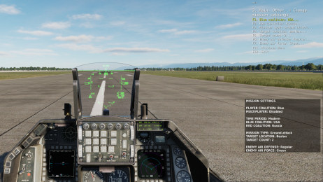 Screen shot of the mission settings menu